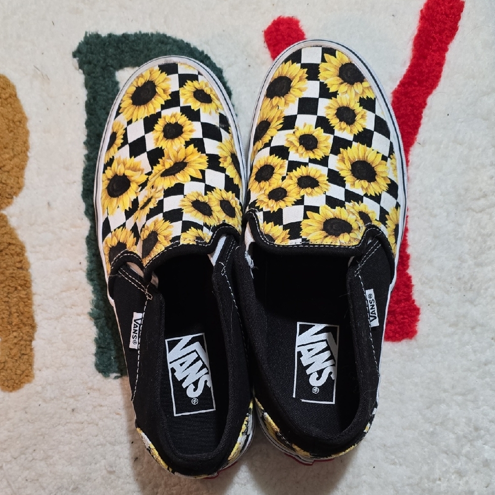 Vans Sunflower Checkered Slip-On Sneakers - Yellow and Black